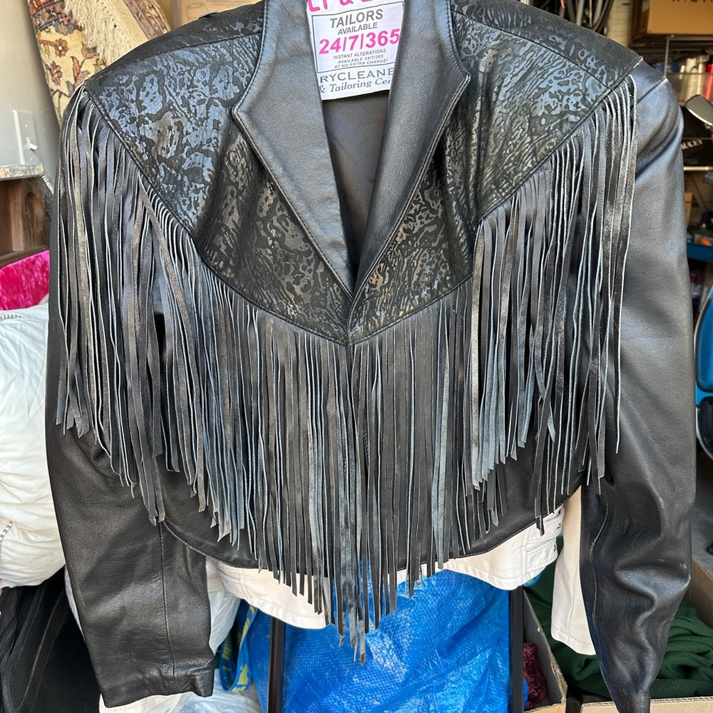 Black Fringe Leather Jacket